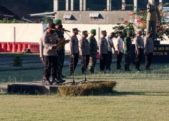 TNI-POLRI Gelar Apel Persiapan Pengamanan Unjuk Rasa Oleh Gabungan Mahasiswa di KSB