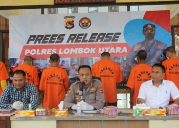 Hasil Ungkap Kasus Selama 1 Bulan, Kapolres Lombok Utara Pimpin Konferensi Pers