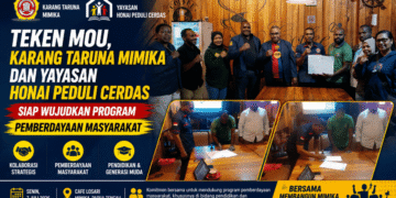 Karang Taruna dan Yayasan Honai Peduli Cerdas Satukan Komitmen Bangun Pendidikan dan Pemberdayaan Sosial di Mimika